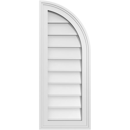 Ekena Millwork Quarter Round Top Right Surface Mount PVC Gable Vent w/ 2"W x 1-1/2"P Brickmould Frame, 12"W x 30"H GVPQR12X3002SN